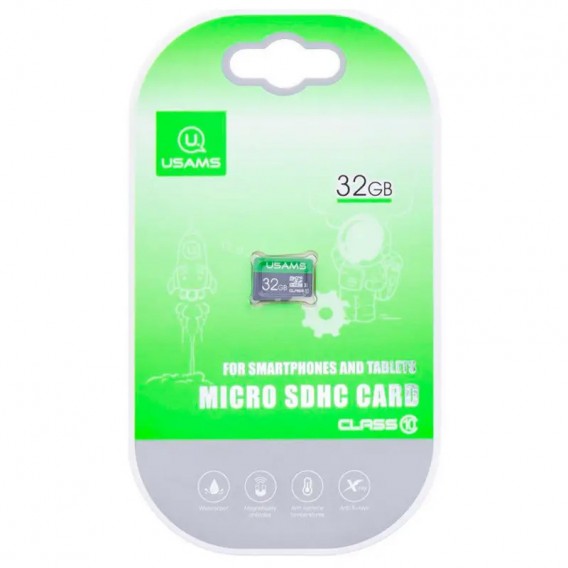 Карта пам'яті Usams US-ZB094 (TF High Speed Card) microSDHC Class 10 - 32GB (без адаптера) Green