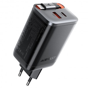 Блок питания Acefast A111 GaN With Retractable Cable Type-C PD67W (1USB-A/1C) Black