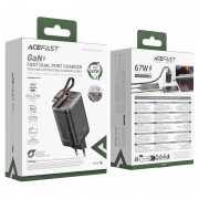 МЗП Acefast A111 GaN With Retractable Cable Type-C PD67W (1USB-A/1C) Black