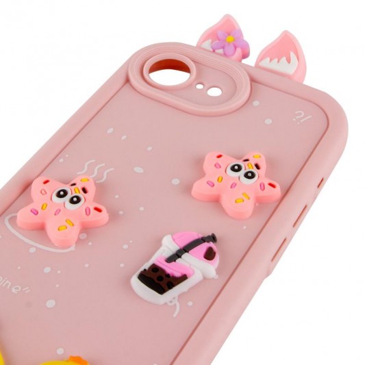 Чохол TPU Toys Case with Ears для Apple iPhone 16e (6.1") Light Pink - зображення 3 