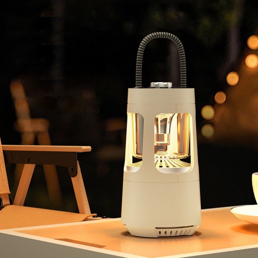 Кемпінговий ліхтар акумуляторний QD08 2in1 + Bluetooth колонка Biege - зображення 1 