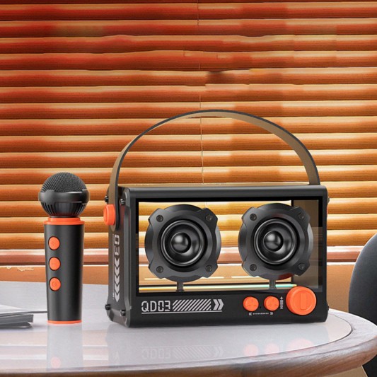Bluetooth колонка QD03 Transparent з мікрофоном Black - зображення 2 