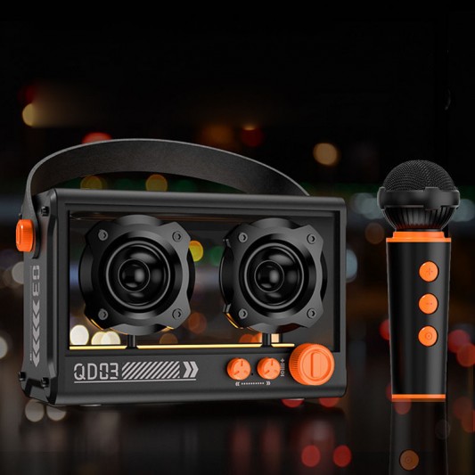 Bluetooth колонка QD03 Transparent з мікрофоном Black - зображення 3 
