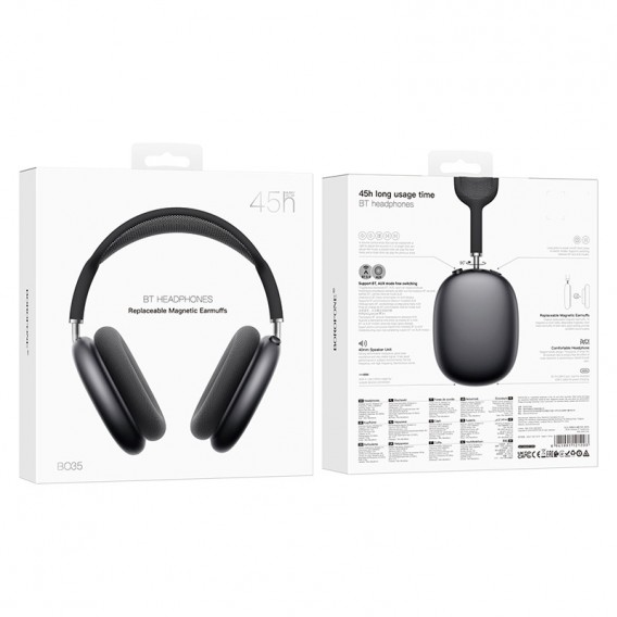 Накладні бездротові навушники Borofone BO35 Adorable Deep space gray