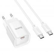 МЗП Hoco C146A Charm PD20W (1USB-C) + кабель Type-C to Type-C White