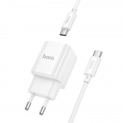 МЗП Hoco C146A Charm PD20W (1USB-C) + кабель Type-C to Type-C White