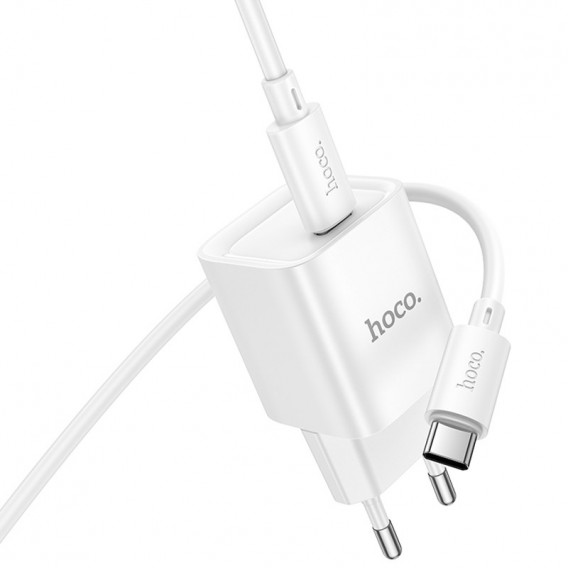 Блок живлення Hoco C146A Charm PD20W (1USB-C) + кабель Type-C to Type-C White