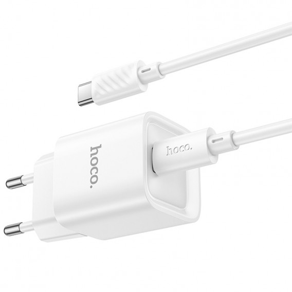Блок живлення Hoco C146A Charm PD20W (1USB-C) + кабель Type-C to Type-C White