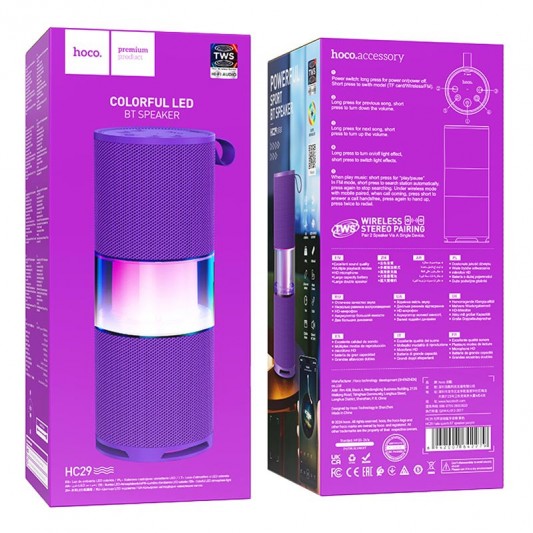 Bluetooth Колонка Hoco HC29 Halo sports Purple - зображення 2 