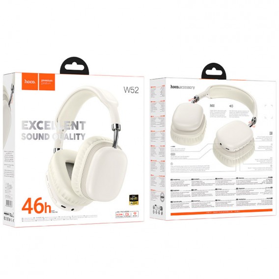 Накладні бездротові навушники Hoco W52 Wonderful Milky White