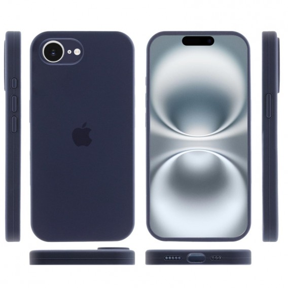 Чехол Silicone Case Full Camera Protective (AA) Apple iPhone 16e (6.1") Темно-синий / Midnight blue