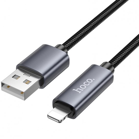 Дата кабель Hoco X112 Favor with display USB to Lightning 2.4A (1m) Black