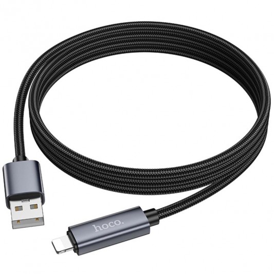 Дата кабель Hoco X112 Favor with display USB to Lightning 2.4A (1m) Black - зображення 3 