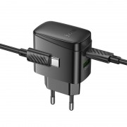 МЗП Hoco CS61A Bright PD30W+QC3.0 (1USB-A/1C) + кабель Type-C to Type-C Black