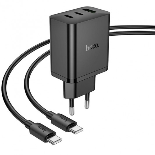 МЗП Hoco N50 Scenery PD45W (1USB-A/2C) + кабель Type-C to Type-C Black - зображення 2 