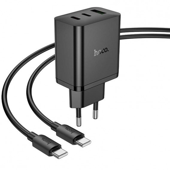 Блок питания Hoco N50 Scenery PD45W (1USB-A/2C) + кабель Type-C to Type-C Black