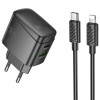 МЗП Hoco CS61A Bright PD30W+QC3.0 (1USB-A/1C) + кабель Type-C to Lightning Black
