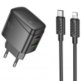 МЗП Hoco CS61A Bright PD30W+QC3.0 (1USB-A/1C) + кабель Type-C to Lightning Black МЗП Hoco CS61A Bright PD30W+QC3.0 (1USB-A/1C) + кабель Type-C to Lightning Black