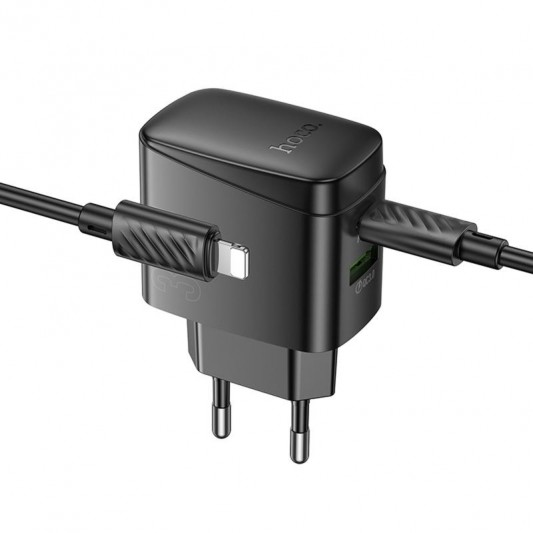 МЗП Hoco CS61A Bright PD30W+QC3.0 (1USB-A/1C) + кабель Type-C to Lightning Black - зображення 3 