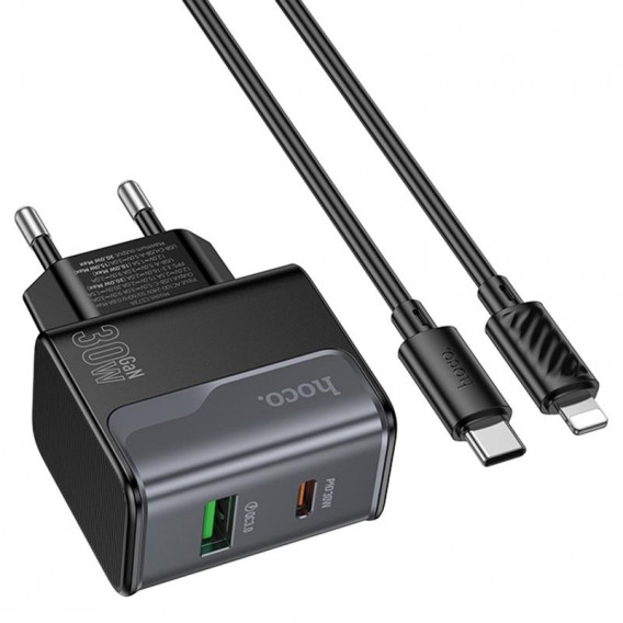 Зарядное устройство Hoco CS73A Star Speed PD30W+QC3.0 с кабелем Type-C to Lightning