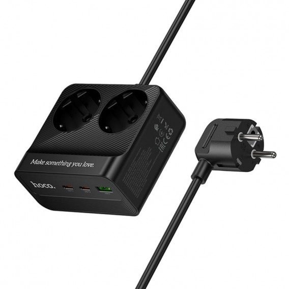 Подовжувач Hoco AC27 Descanso (PD30W/2C/1A/2xSocket) (2m) Black