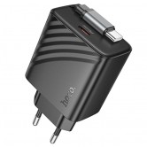 СЗУ Hoco N57 Full PD20W with retractable cable Type-C (2USB-C) Black