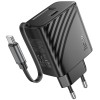 Блок живлення Hoco N57 Full PD20W with retractable cable Type-C (2USB-C) Black