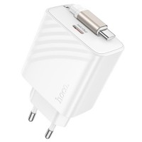 Блок питания Hoco N57 Full PD20W with retractable cable Type-C (2USB-C) White