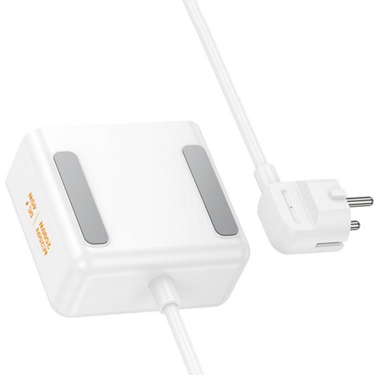 Подовжувач Hoco AC28 Descanso (PD45W/1C/3A/2xSocket) (2m) White - зображення 4 