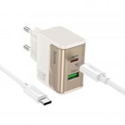 МЗП Hoco CS73A Star Speed PD30W+QC3.0 (1USB-A/1C) + кабель Type-C to Type-C White
