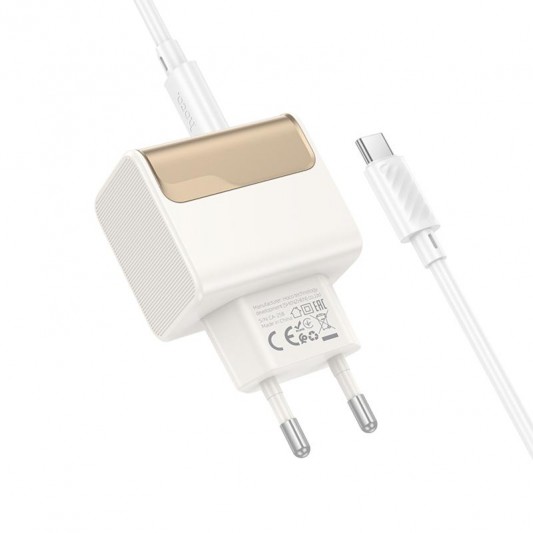 МЗП Hoco CS73A Star Speed PD30W+QC3.0 (1USB-A/1C) + кабель Type-C to Type-C White - зображення 2 