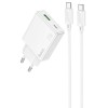 Блок живлення Hoco C142A Direct PD20W+QC3.0 (1USB-A/1C) + кабель Type-C to Type-C White