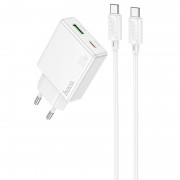 МЗП Hoco C142A Direct PD20W+QC3.0 (1USB-A/1C) + кабель Type-C to Type-C White