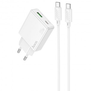 Блок питания Hoco C142A Direct PD20W+QC3.0 (1USB-A/1C) + кабель Type-C to Type-C White