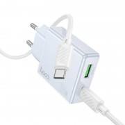 МЗП Hoco C142A Direct PD20W+QC3.0 (1USB-A/1C) + кабель Type-C to Type-C Blue