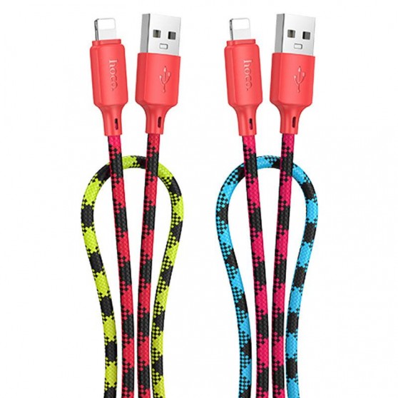 Дата кабеля Hoco X116 Meridian USB to Lightning 2.4A (1m) Gradient Red Mix