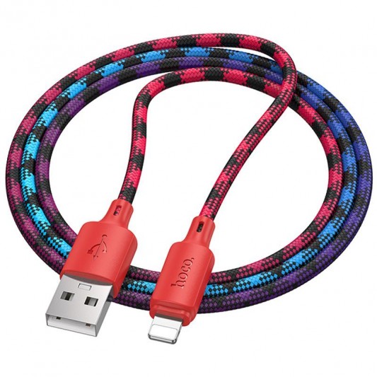 Дата кабель Hoco X116 Meridian USB to Lightning 2.4A (1m) Gradient Red Mix - зображення 1 