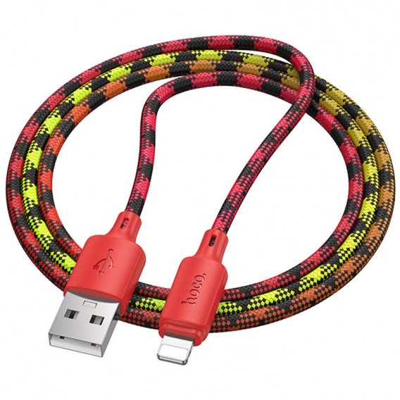Дата кабель Hoco X116 Meridian USB to Lightning 2.4A (1m) Gradient Red Mix