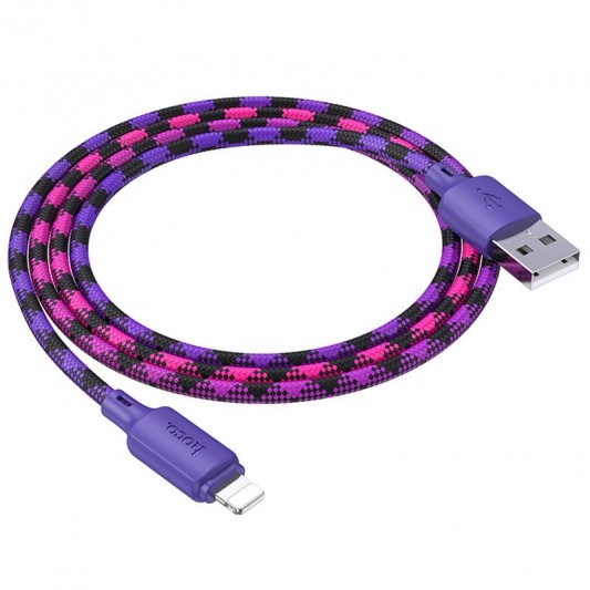 Дата кабель Hoco X116 Meridian USB to Lightning 2.4A (1m) Gradient Purple Mix - зображення 4 