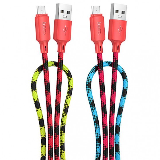 Дата кабеля Hoco X116 Meridian USB to MicroUSB 2.4A (1m) Gradient Red Mix