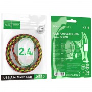 Дата кабель Hoco X116 Meridian USB to MicroUSB 2.4A (1m) Gradient Red Mix