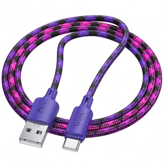 Дата кабель Hoco X116 Meridian USB to Type-C 3A (1m) Gradient Purple Mix - зображення 1 