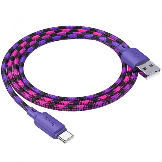 Дата кабель Hoco X116 Meridian USB to Type-C 3A (1m) Gradient Purple Mix - зображення 4 