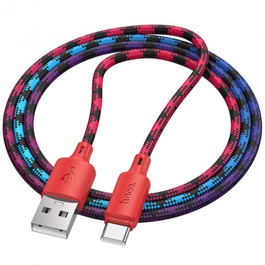 Дата кабель Hoco X116 Meridian USB to Type-C 3A (1m) Gradient Red Mix - зображення 1 