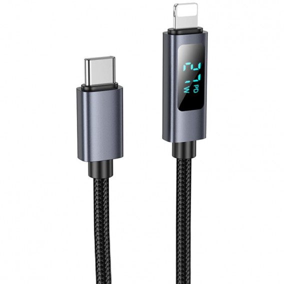 Дата кабель Hoco X112 Favor with display Type-C to Lightning 27W (1m) Black
