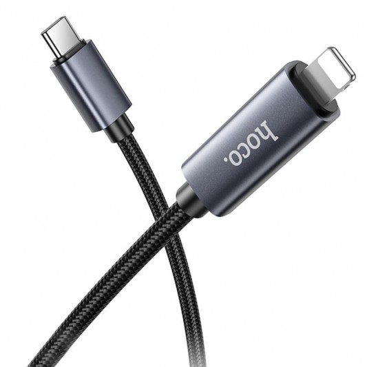 Дата кабель Hoco X112 Favor with display Type-C to Lightning 27W (1m) Black - зображення 1 