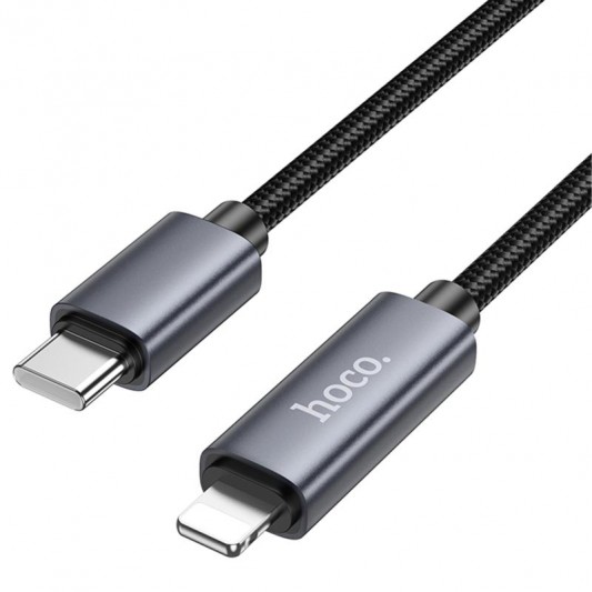 Дата кабель Hoco X112 Favor with display Type-C to Lightning 27W (1m) Black - зображення 3 