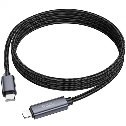Дата кабель Hoco X112 Favor with display Type-C to Lightning 27W (1m) Black - зображення 4 