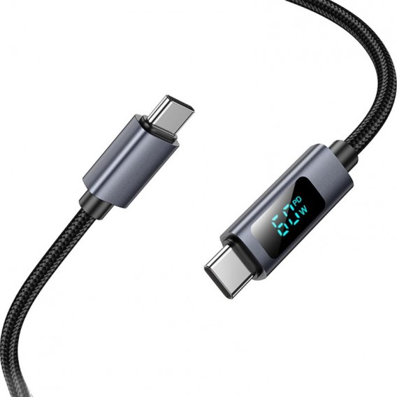 Дата кабель Hoco X112 Favor with display Type-C to Type-C 60W (1m) Black