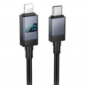 Дата кабель Hoco X118 Generous with display Type-C to Lightning 27W (1m) Black Дата кабель Hoco X118 Generous with display Type-C to Lightning 27W (1m) Black